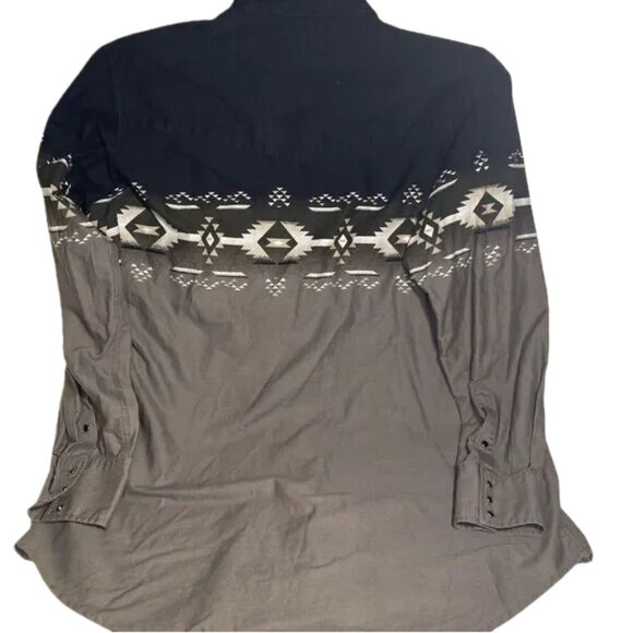 Cumberland Outfitters Western Black Pearl Snap Shirt Size XXLT Aztec - Picture 6 of 7